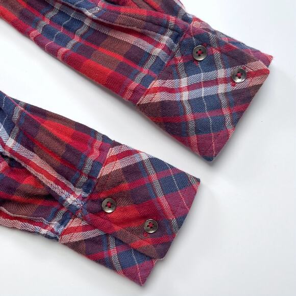 Free People Magical Plaid Embroidered Button Down Top Small Boho Western Fall - Picture 11 of 16